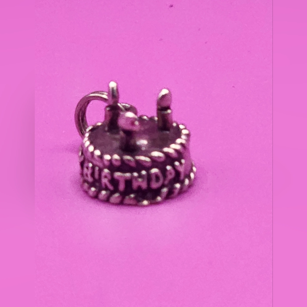 Vintage Sterling Silver "Happy Birthday, Cake" charm